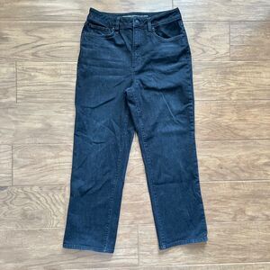 Chico's Jeans Size 1 (8) Black/Gray Charcoal Wash High Rise Straight Leg Crop